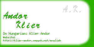 andor klier business card